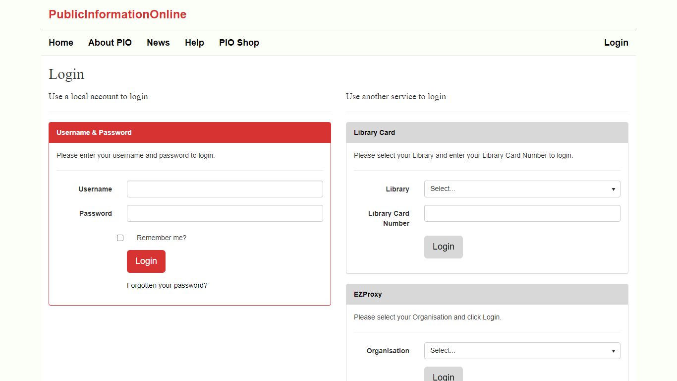 Login - Public Information Online